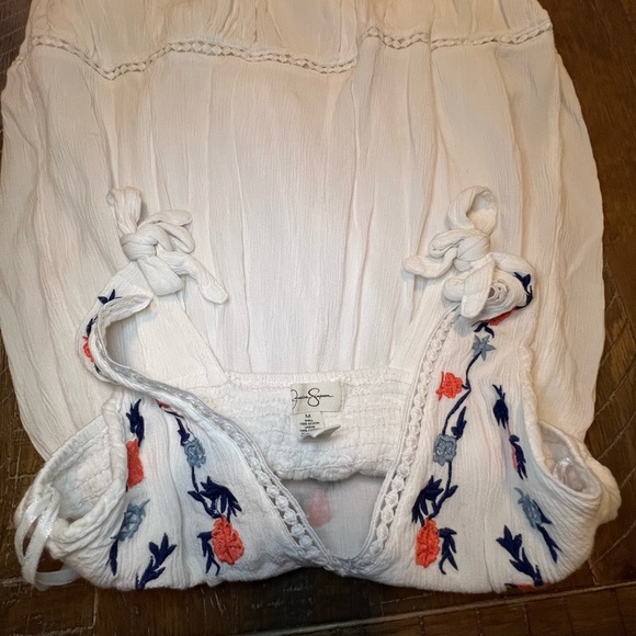 Jessica Simpson Floral Embroidered White Sun Dress Size Medium - Picture 6 of 8